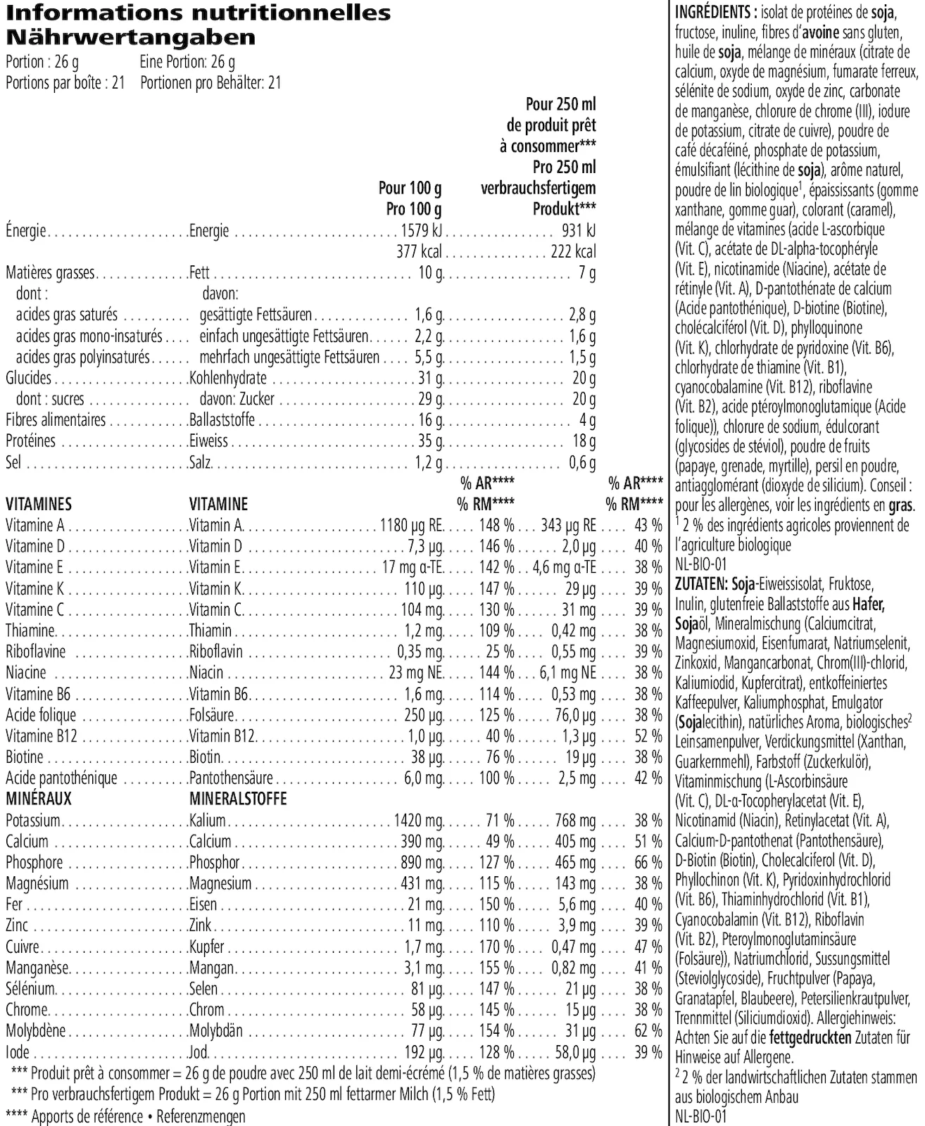 Formula 1 Shake Cafè-Latte Getränkemix Healthy Meal 550 g - Image 4